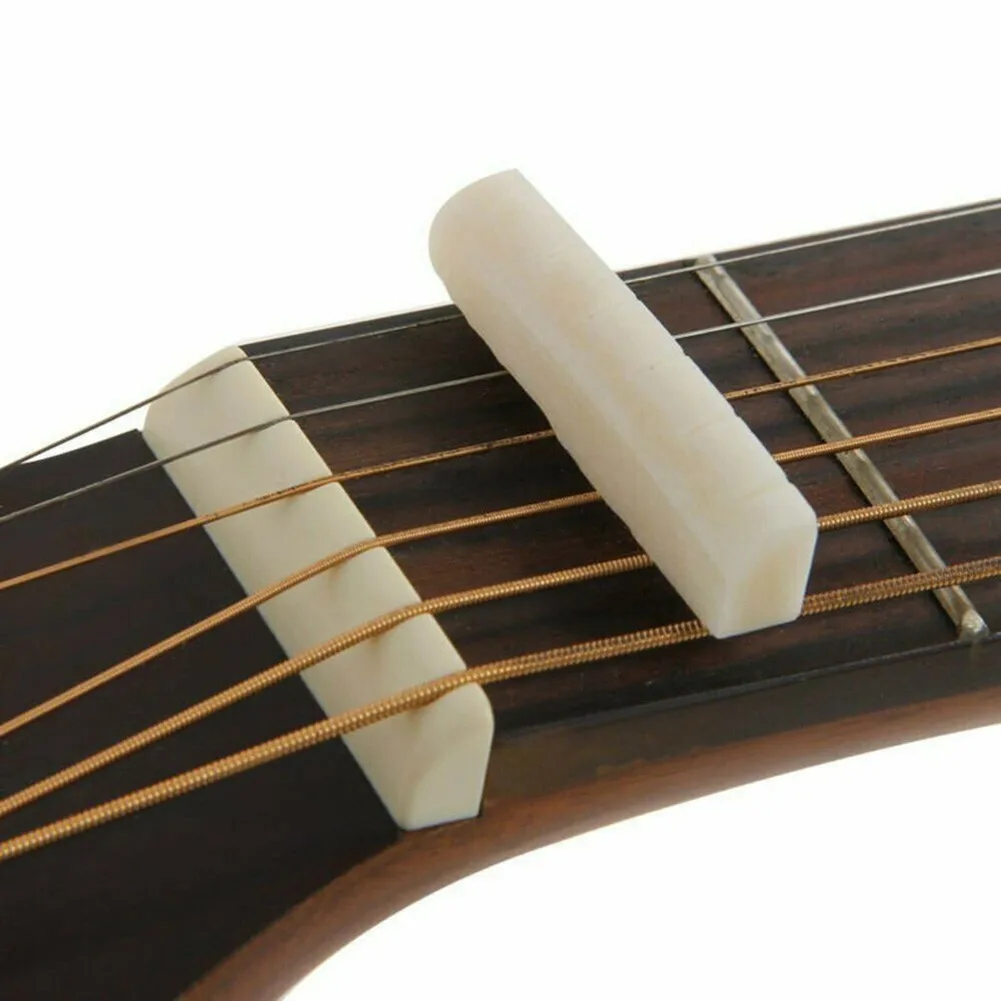 

White Natural Bone Strings Bridge Saddle Nut Set 72mm End Nut 43mm Part Slotted For Acoustic Guitar Replacement Musical Parts