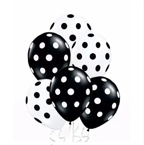 black white 10/20 штук 12 дюймов Божья коровка Черный, красный, белый цвета пятно воздушных шаров из латекса, День рождения бальное свадебное Decora надувной воздушный шар детская игрушка - Цвет: black white
