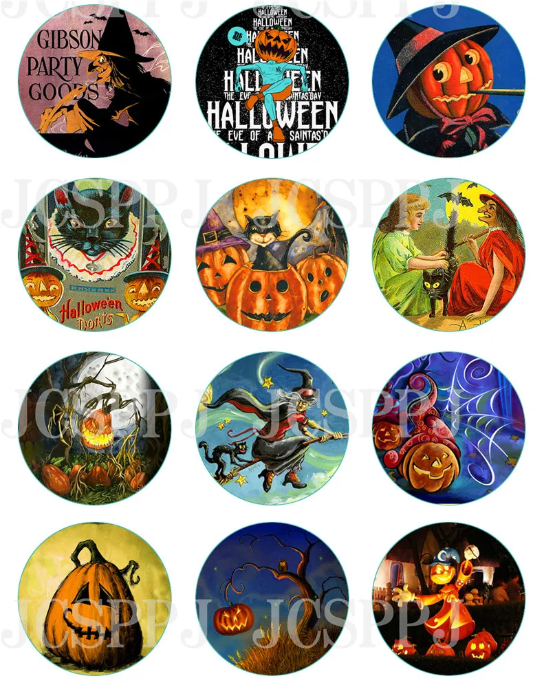 

Waterproof jewelry glass, printed Halloween pattern size 8~40mm for pendant key chain and other jewelry accessories