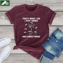 Kawaii Black Cat T shirt women clothing Thats What I Do I Play Games cotton kawaii cat womens T-Shirts soft tops unisex tee 3xl