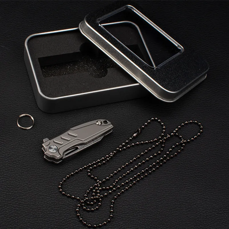 Титановый дамасский Мини Складной нож TC4 Карманный Брелок D2 стальное лезвие