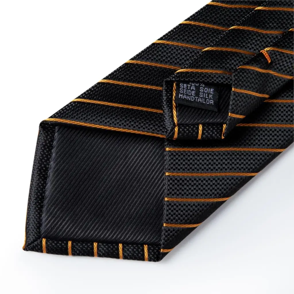 

Fashion Men Tie Luxury Gold Blue Black Striped Paisley Silk Wedding Tie For Men DiBanGu Designer Hanky Cufflinks Gift Tie Set