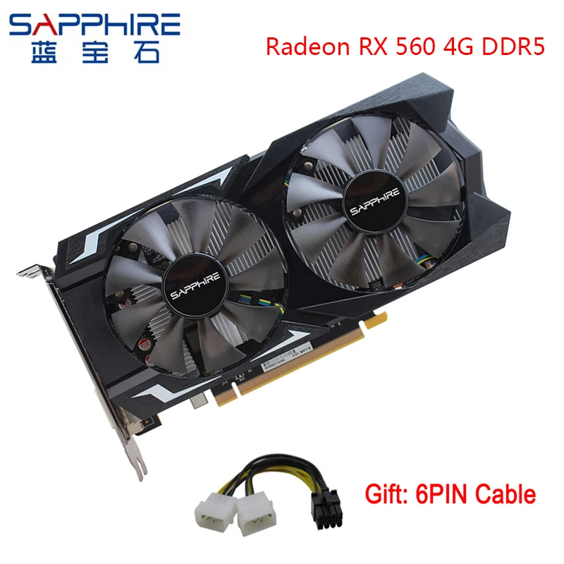 Видеокарта SAPPHIRE AMD Radeon RX 560 4 Гб бит GDDR5 PCI Desktop RX560D игровая видеокарта для ПК б/у