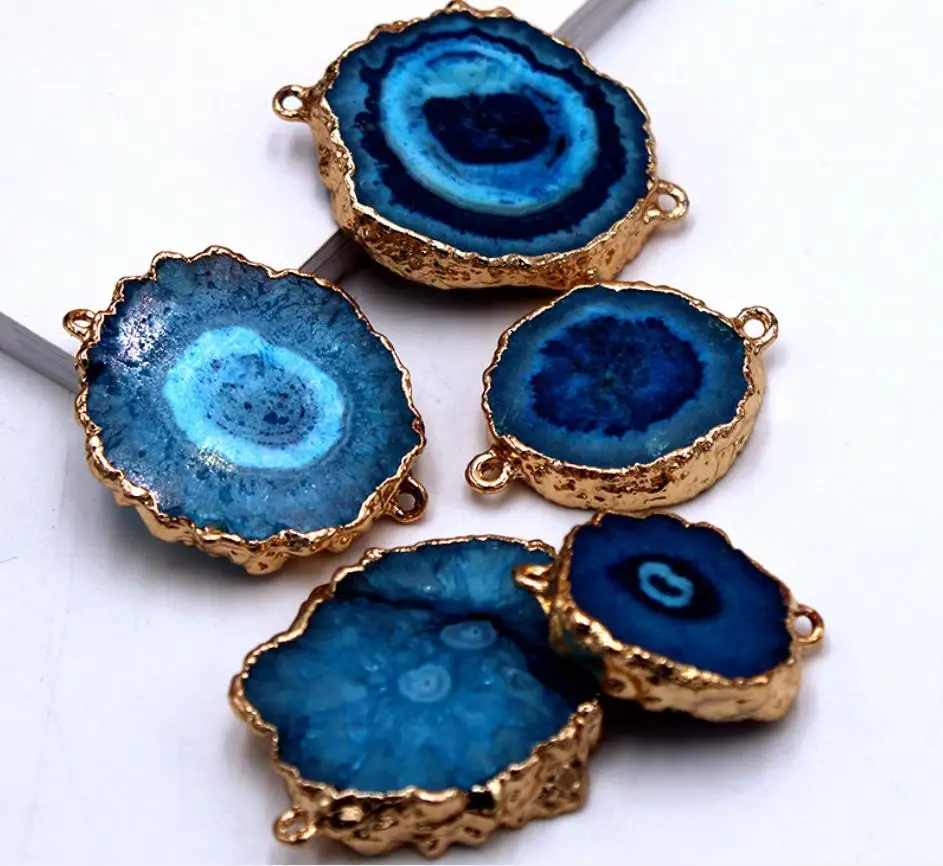 Натуральный Камень Золото Хризантема белый Агаты кварц кристалл кулон для diy