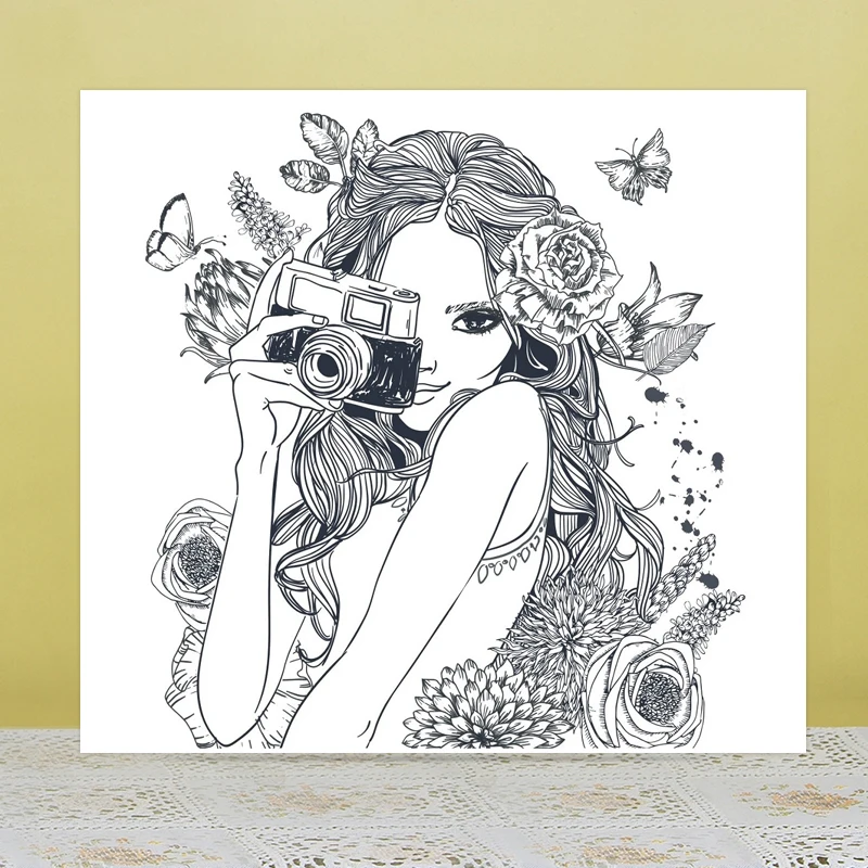 

AZSG Long Hair Girl Clear Stamps For DIY Scrapbooking/Card Making/Album Decorative Silicone Stamp Crafts