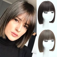 lupu short straight bob wigs for women black brown synthetic hair cosplay wig with bangs high temperture fiber