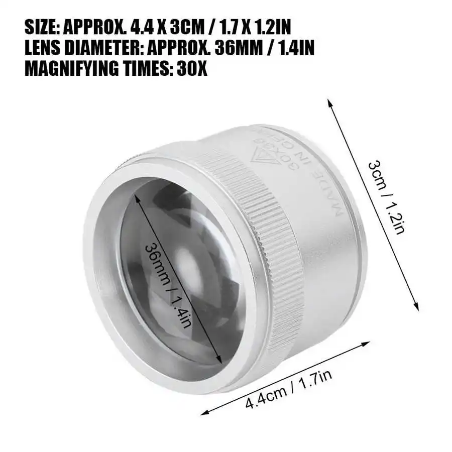 Ручное портативное увеличительное стекло 30X для идентификации товара инструмент