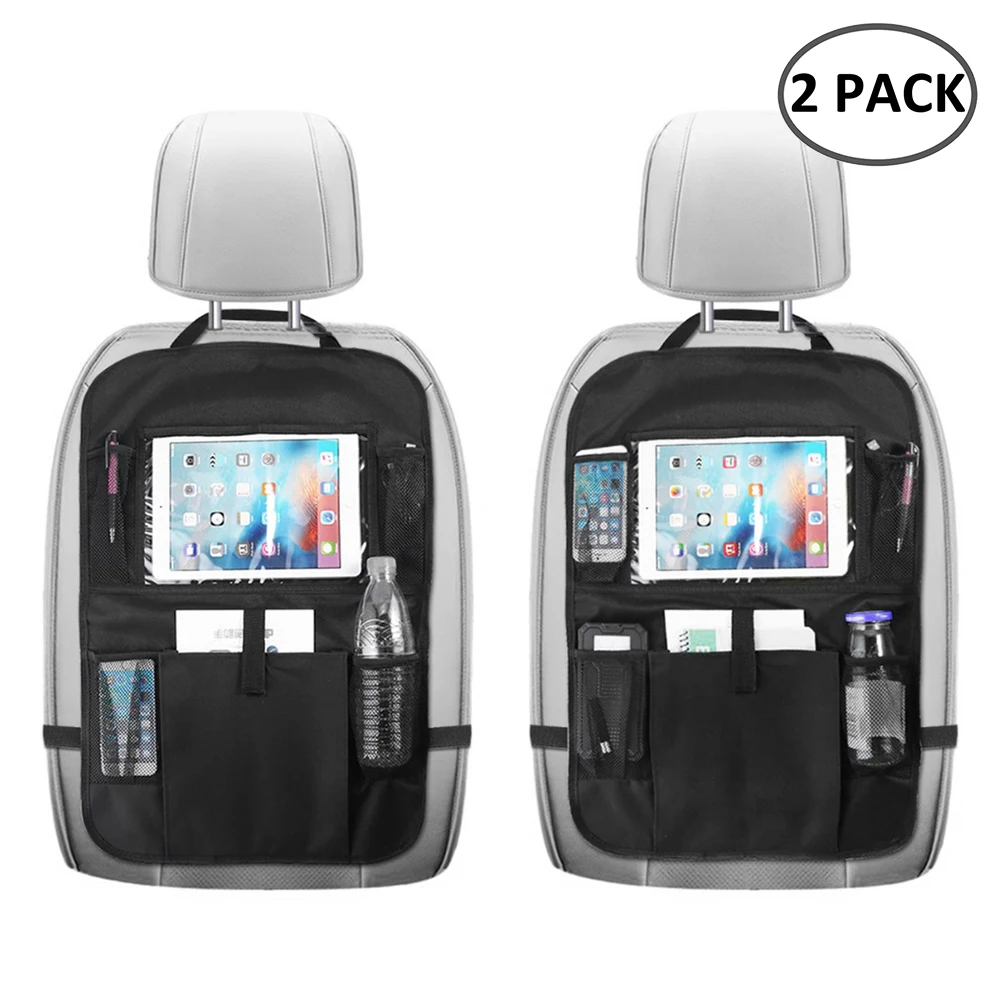 

Car Backseat Organizer Holder + 9 Storage Pockets Kick Mats Car Seat Back Protectors for Kids Toddlers with Touch Screen Tablet