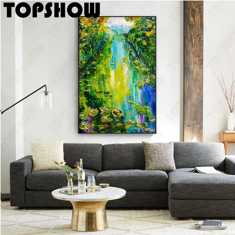 

Green River Large Original Hand Painted Abstract Oil Painting Handmade Oil Painting Wall Art For Home Living Room