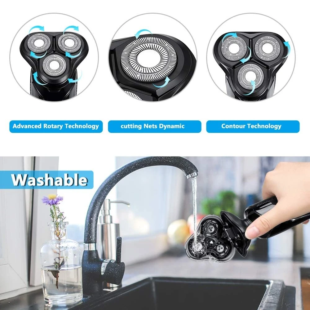 

9D Electric Shaver Men's Razor Beard Trimmer shaver Set 3 Blades Portable Rechargeable Washable Multifunctional Car USB Shaver