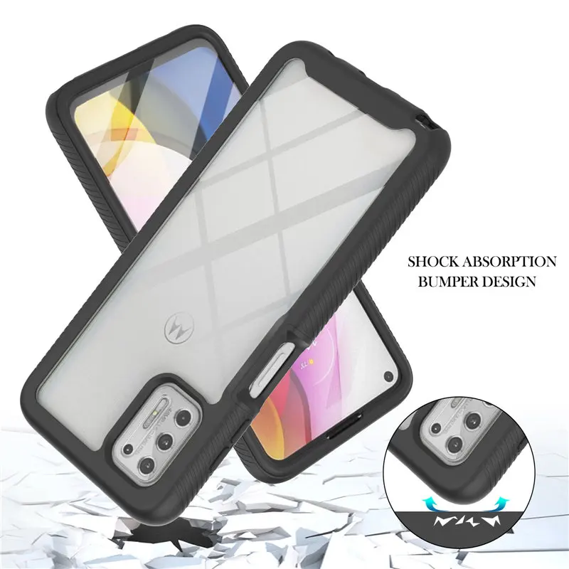 

For Motorola G Stylus 2021 Luxury Transparent 3IN1 Hybrid Case Moto G Stylus Bumper Cover Moto G Stylus 2021 Back Case