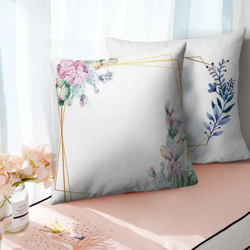 

Fuwatacchi Watercolor Flower Cushion Cover Colorful Floral Plant Pillow Polyester Throw Pillow Sofa Home Decorative Pillowcase