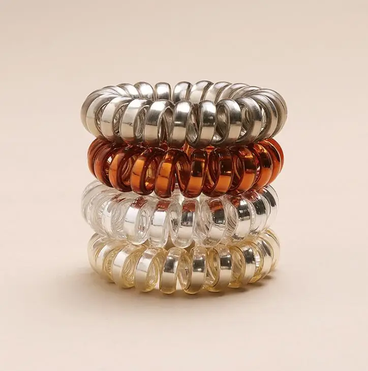 Телефонный провод шнур золотой серебряный коричневый пластиковый ремешок