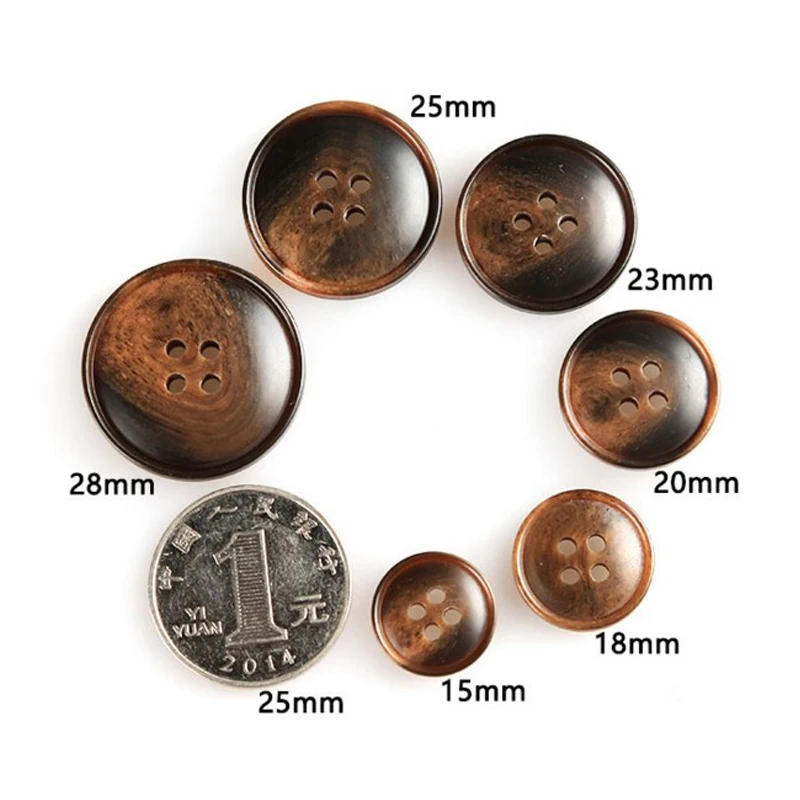 Высококачественные полимерные пуговицы с имитацией рога 15-28 мм цветами