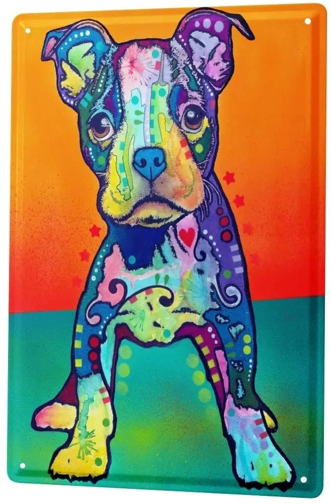 

SINCE 2004 Tin Sign Metal Plate Decorative Sign Home Decor Plaques Breed Pitbull Puppy