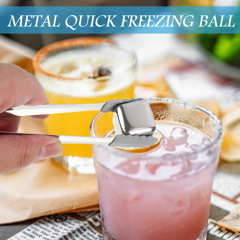 

4 Pcs Stainless Steel Ice Blocks Chilling Ice Stones Practical Home Ice Cubes