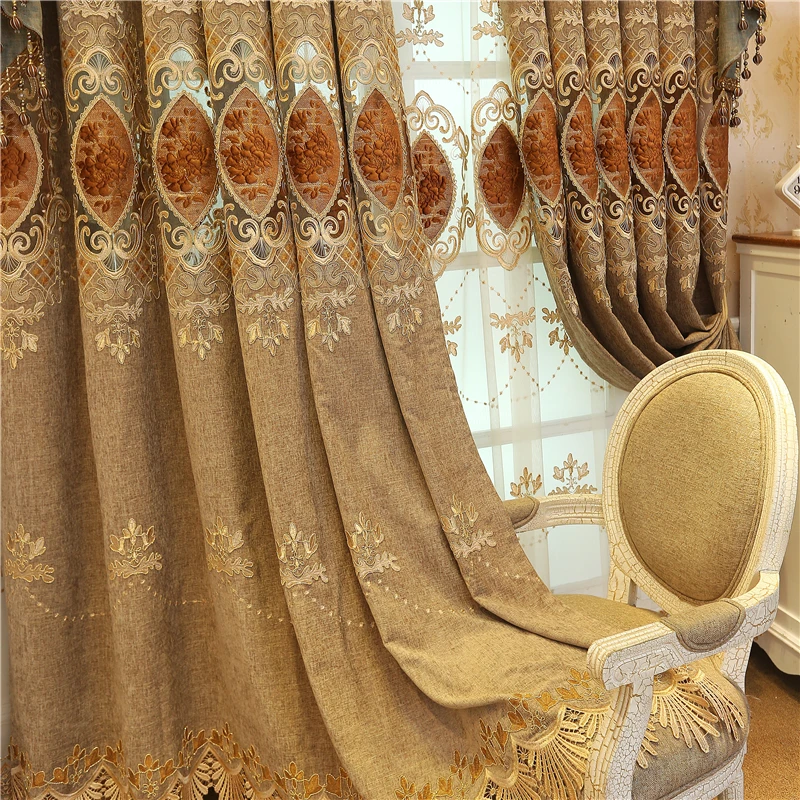 Европейские королевские 3D вышитые классические роскошные шторы для гостиной