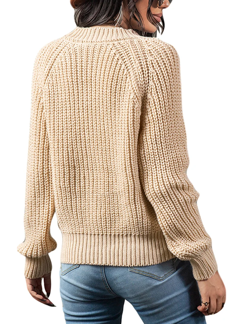 

2021 Women Sweater Long Sleeve Round Neck Pullover Spring Autumn Loose Solid Color Female New Fashion Clothing