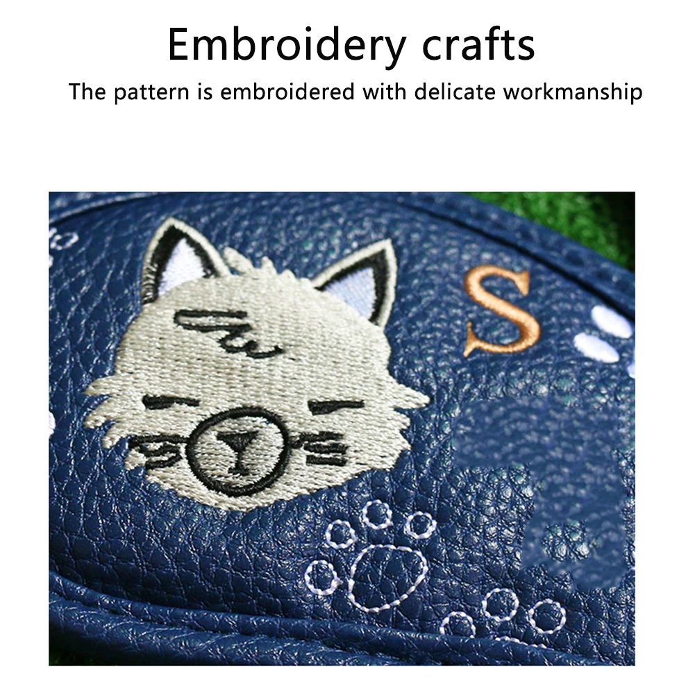 

9pcs Golf Head Cover Durable Gift Dustproof Portable Putter Protector Number Wear Resistant Waterproof Cartoon Animal PU Leather