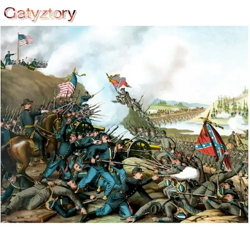 

Картина война Безрамная GATYZTORY, сделай сам, рисование по номерам, рисование каллиграфией, акриловая краска по номерам для домашнего декора ст...