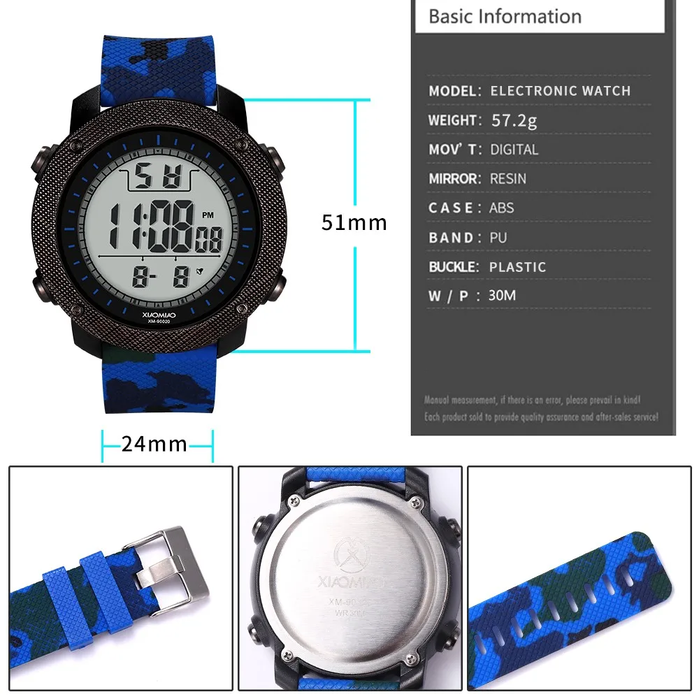 

2020 Hot Fashion High-End Multi-Function 30M Sports Waterproof Electronic Watch Fashion Sport Watch Men Alarm Clock Cowboy