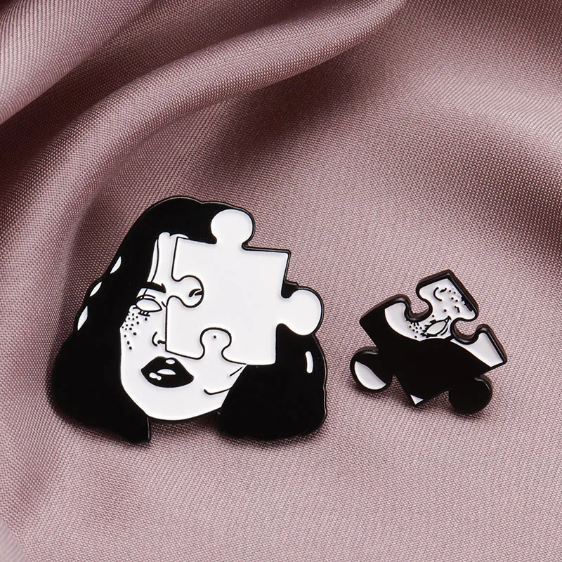 Женская эмалированная брошь в форме пазла буквы головоломка броши значки сумки
