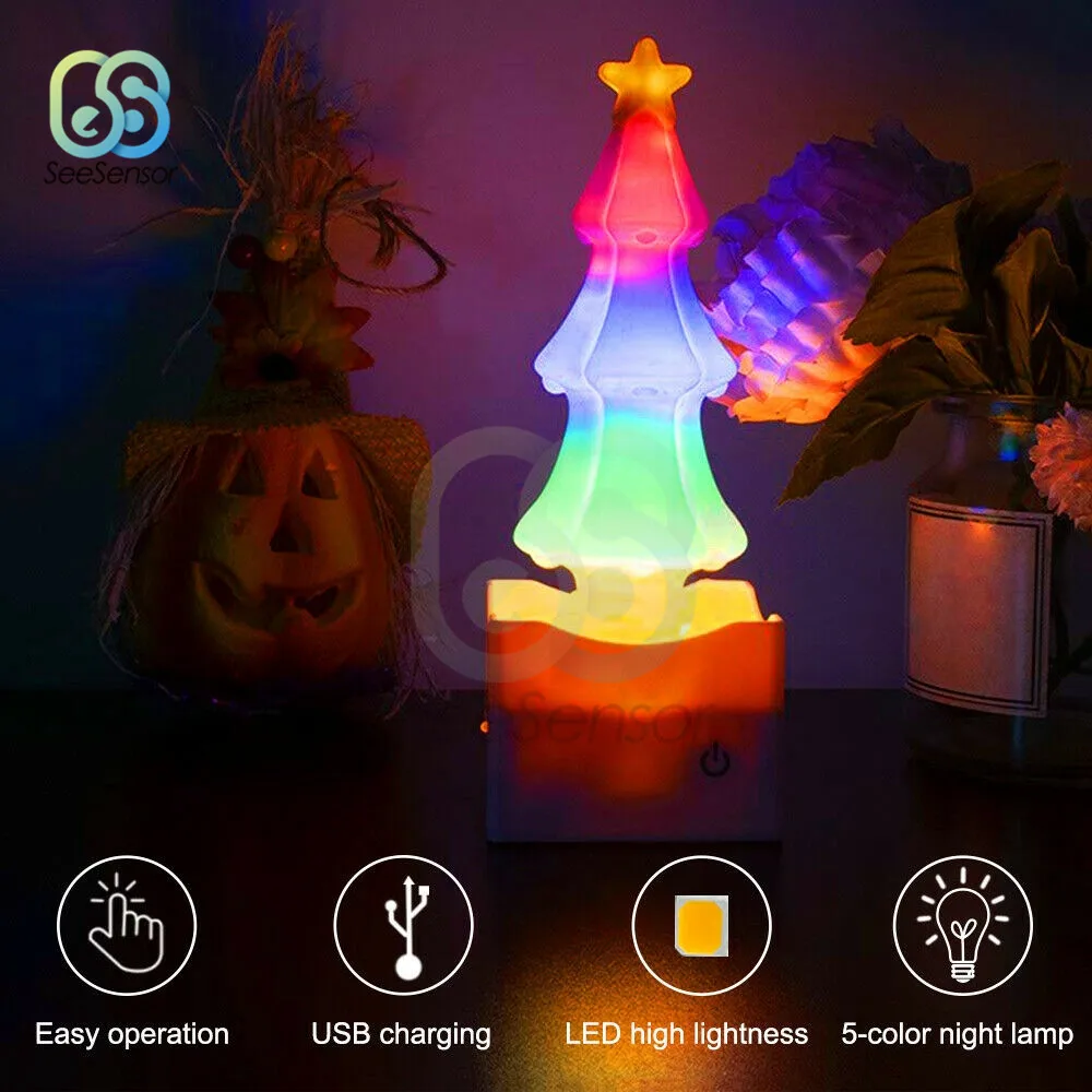 USB красочный эффект LED 3D Рождественская елка свет Кристалл соль камень лампа