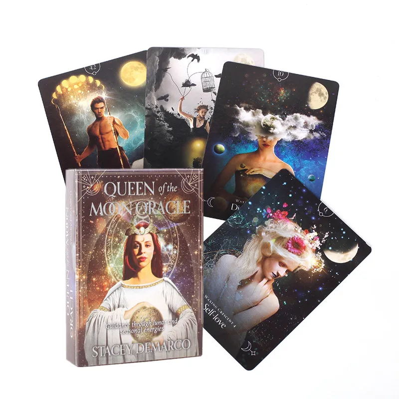 Hot Sell Queen Of The Moon Oracle Cards Durable Fun Board Games Tarot Cards Mystical Guidance Divination Fate Party Card Games