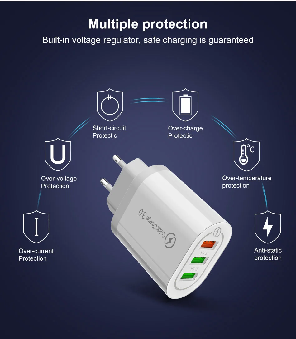 Зарядное устройство OLAF Quick Charge 3,0 USB для iPhone 11pro Xiaomi samsung huawei QC3.0 QCFast зарядное устройство настенный адаптер для мобильного телефона