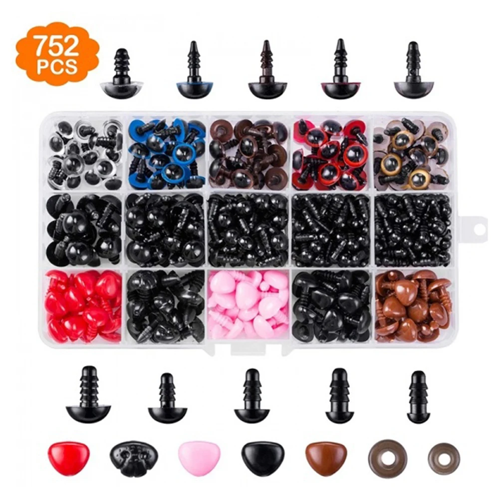 

752pcs Toy Accessories Plastic Screw Noses Eyes Handmade Toys Animal Dolls Safety Materials Kit For Chidren Kids DIY Craft