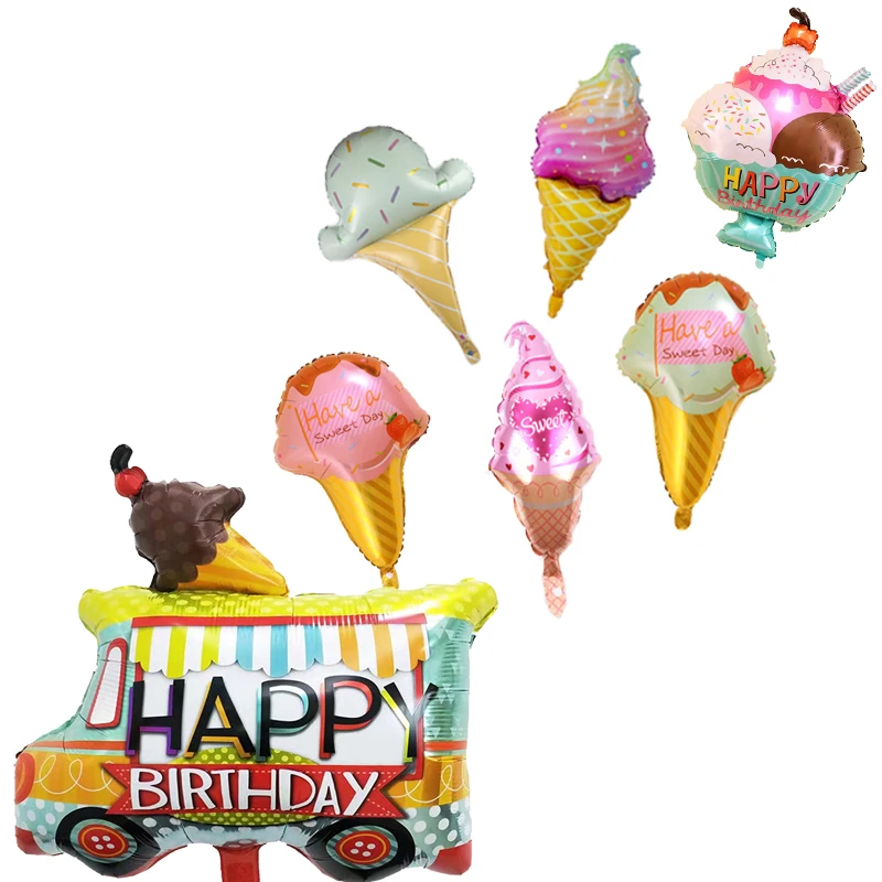 Ice Cream Truck Foil Balloon Food Festival Summer Children Birthday Party Decor Ballon Kid Love Cup Cones Mall Promote | Дом и сад