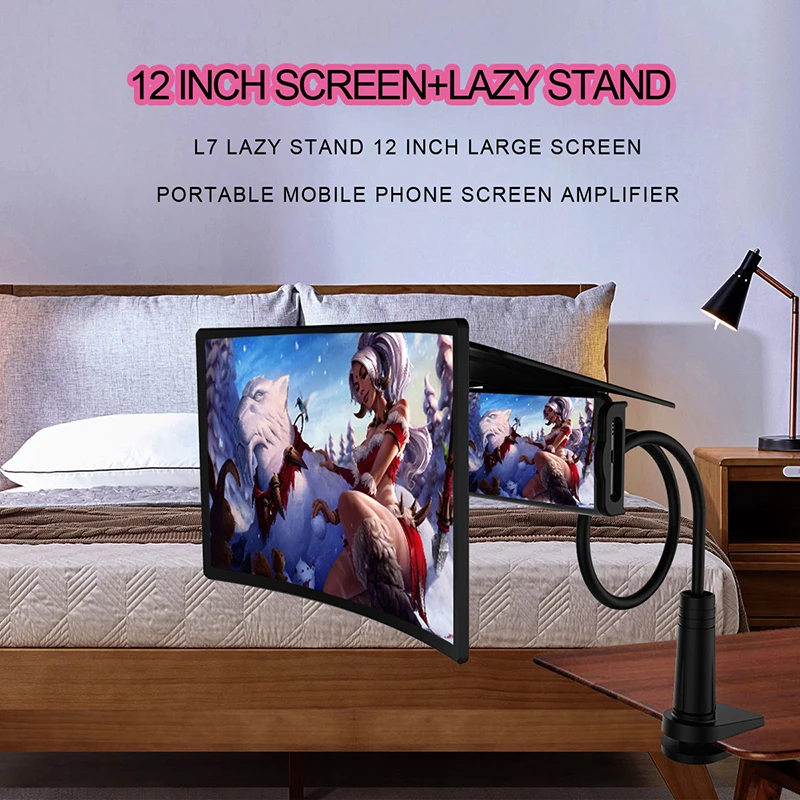 lazy holder for mobile cell phone screen magnifier 12 inch 3d hd movie amplifier bracket smartphone clip in home bed desk stand free global shipping
