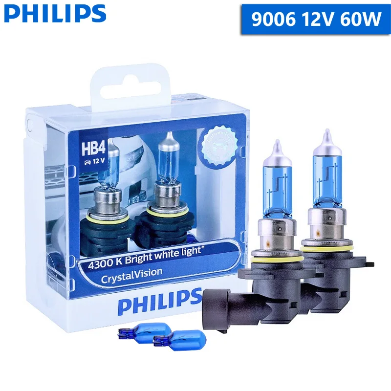 Philips Crystal Vision H1 H4 H7 H11 HB2 HB3 HB4 9003 9005 9006 12V CV 4300K Ярко-белый автомобильный галогенный головной фонарь Автомобильная лампа (Twin)