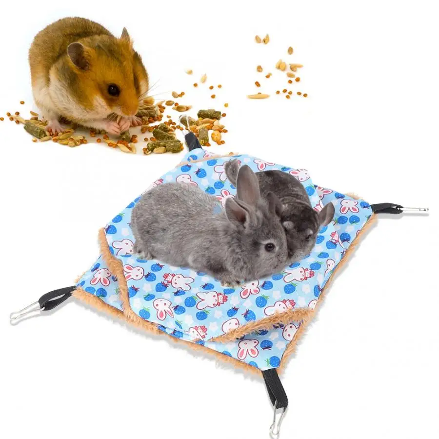 Rat Hamster Toys Warm Pet Sugar Glider Double Layer Hammock Hanging House Squirrel Cage Cave |