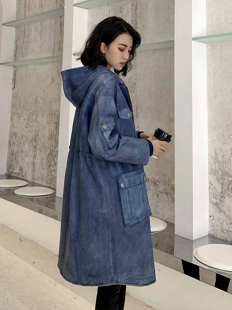 Куртка из натуральной кожи пальто натурального меха женское корейское на осень и