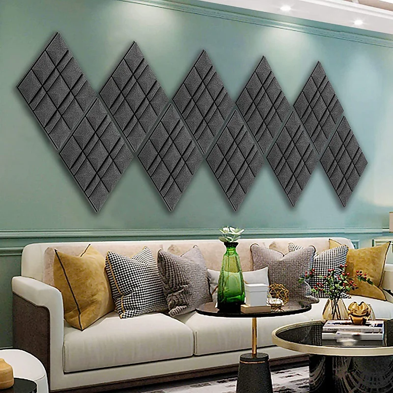 

12 Pcs Acoustic Panels,Acoustic Foam Panels,Studio Wedge Tiles,Sound-Absorbing Pyramid 3 Square Block Design,5X30X30 cm