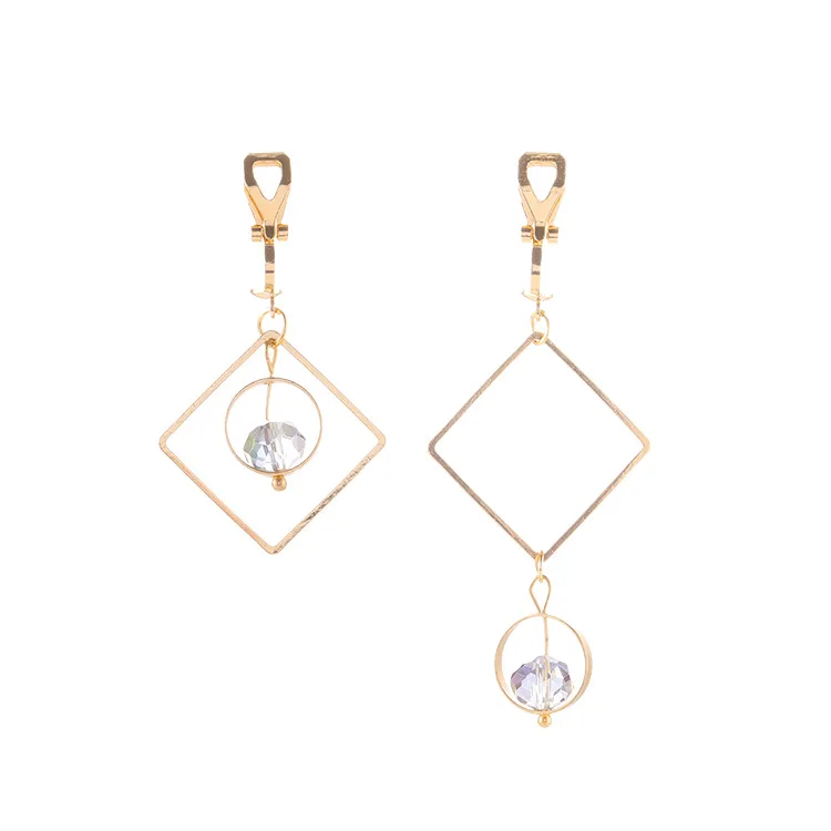 Высококачественные клипсы для ушей без отверстий асимметричных фиолетовых