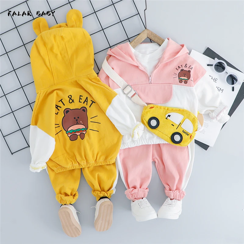 

Baby Boys Girls Clothing Sets Toddler Infant Clothes Suits Hooded Bear T Shirt Pants Kids Children Costume