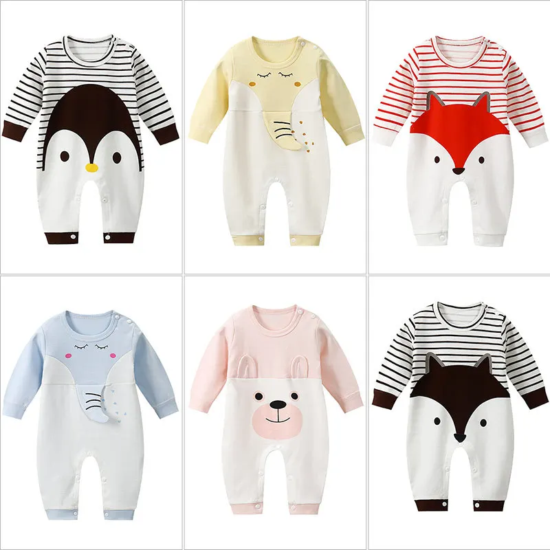 Детские комбинезоны для детей от 0 до 18 месяцев пижамы новорожденных с длинными
