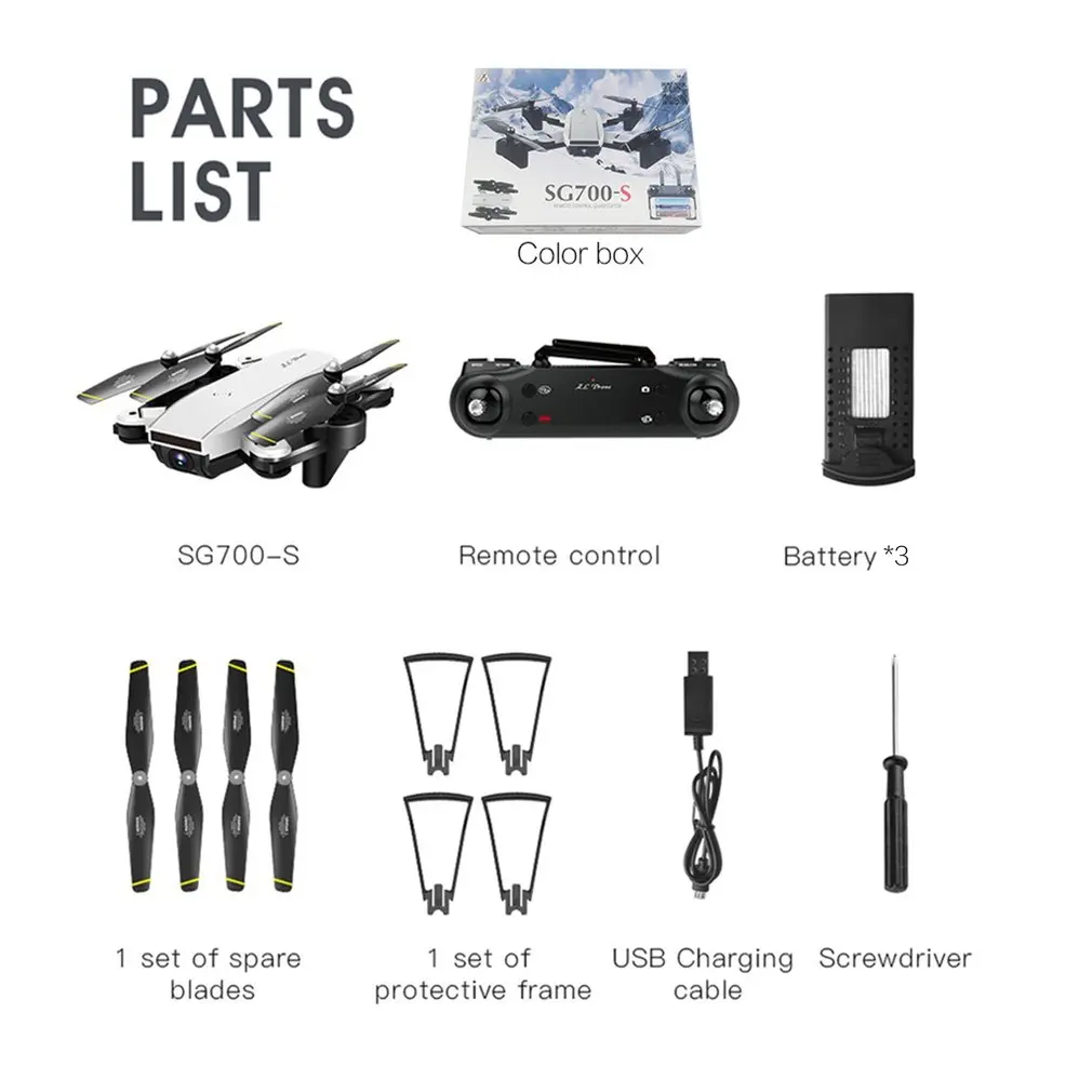 SG700 SG700-D SG700-S Drone 1600 мАч с Камера 4K HD Камера Дрон profissional Дрон Квадрокоптер игрушка-вертолет - Цвет: SG700-S white 3B