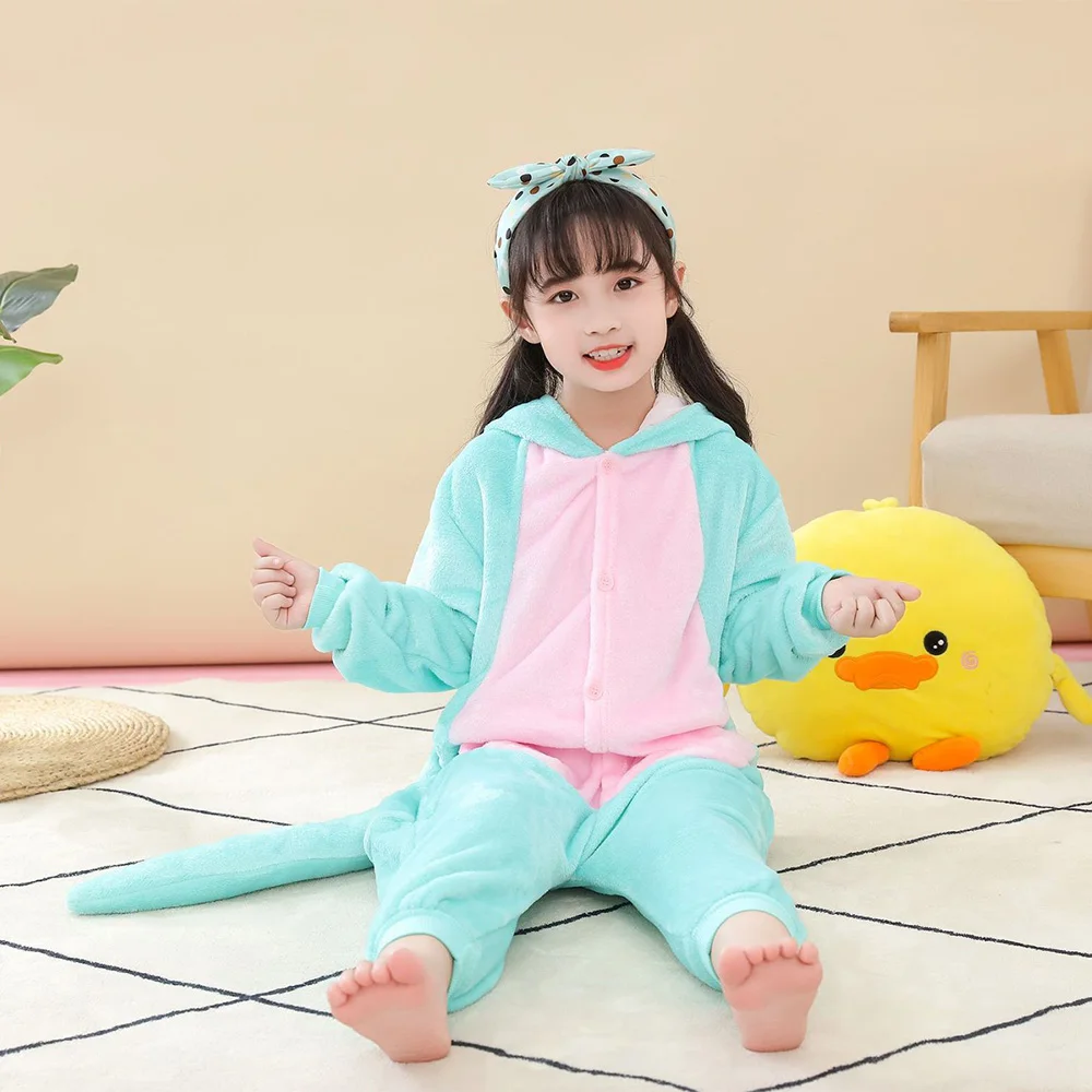 

Spring and autumn pajamas parent-child cartoon winter yellow boy mother-child family wear dinosaur animal one-piece home service