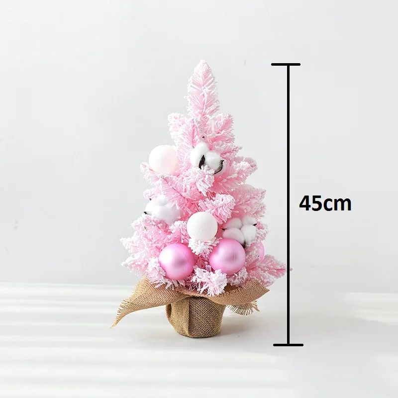 30/45/60/90cm Pink Christmas Artificial Tree Snow folcked tree Wreath Ball Ornaments trees New Year Desktop Window Home Decor | Дом и сад