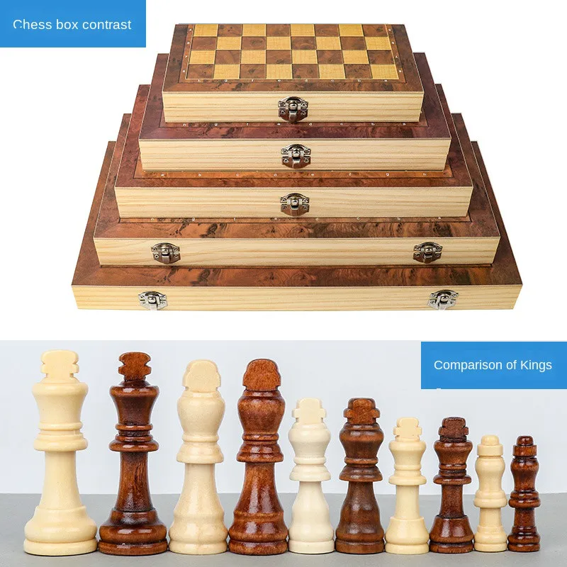 

Top 3in1 Large Foldable Wooden Chess Board Game Set Home Travel Party Games Chess Backgammon Checkers Toy Chessmen Entertainment