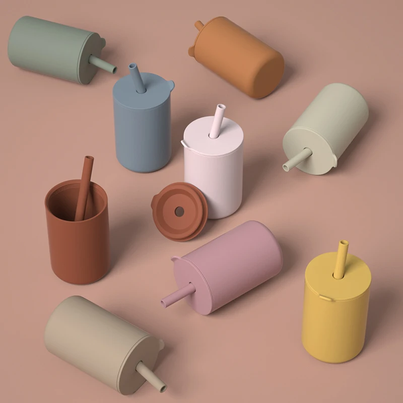 

TYRY.HU 150ml Silicone Baby Feeding Cup Infant Drinking Straw Cup Waterproof Silicone Tableware Toddlers Dishes Leakproof Cup