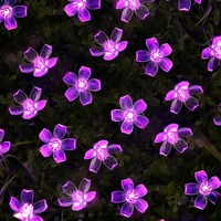cherry blossom flower garland battery powered led string fairy lights crystal flowers for indoor wedding christmas decors purple