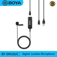 boya by dm10uc usb lavalier lapel microphone mic clip on omni directional for type c smartphone tablet and usb laptop computer