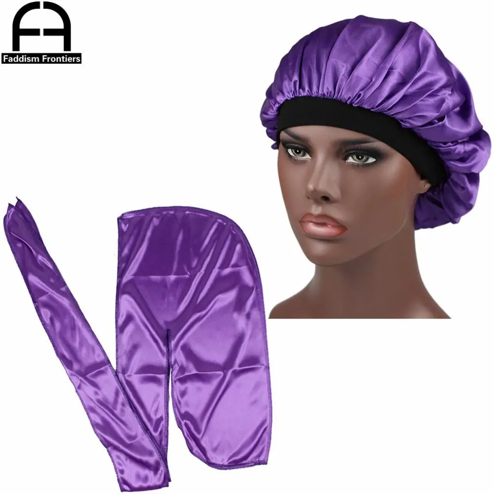 Шелковая Атласная шапочка Durag для мужчин и женщин банданы с шелковистой