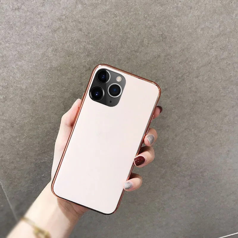 Luxury Electroplated Glass Phone Case For iPhone XS MAX XR X 7 8 6 6s Plus Logo Plating Cover For iPhone 11 Pro Shockproof Case