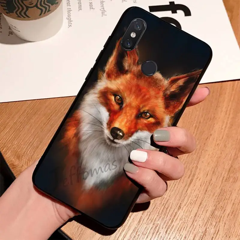 Red tail fox cunning animal Black Cell Phone Case For Xiaomi Redmi 4x 5 plus 6A 7 7A 8 mi8 8lite 9 note 4 pro | Мобильные телефоны