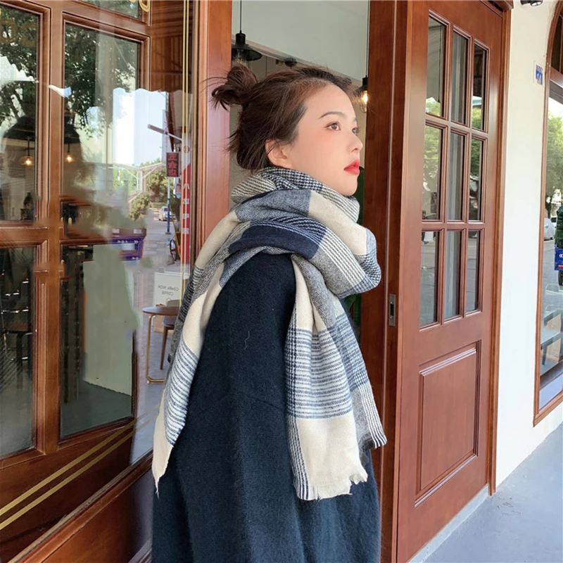 

Cashmere Women Imitation Plaid Pattern Keep Warm Scarf New Long Personality Fashion Tide Autumn Winter 2021 1DD3270